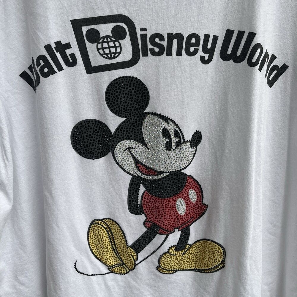 Disney Parks Womens Walt Disney World Mickey Mouse Rhinestone Fashion Tee 2X - Picture 3 of 8
